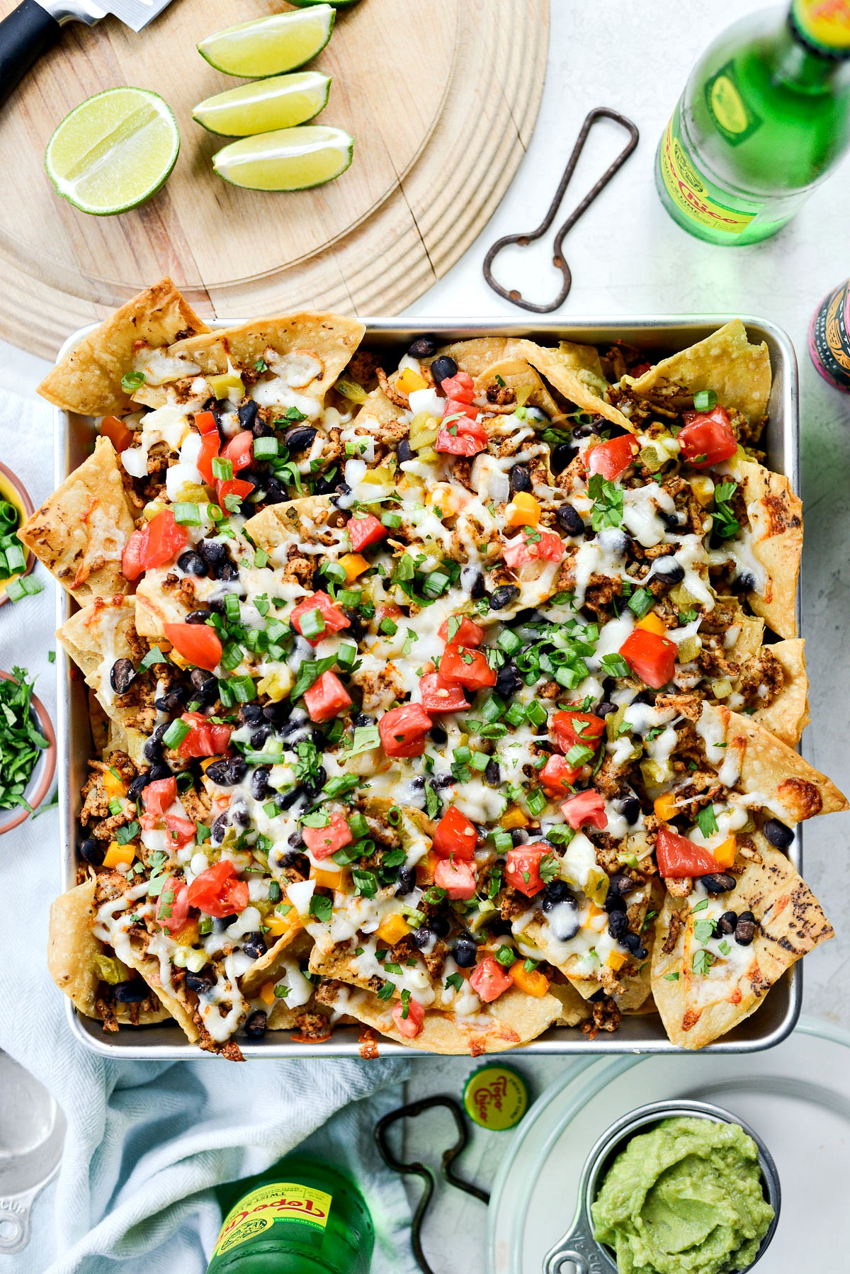 Deep Dish Black Bean Chicken Chorizo Nachos - Simply Scratch