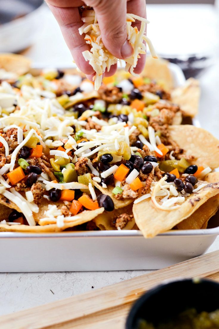 Deep Dish Black Bean Chicken Chorizo Nachos - Simply Scratch