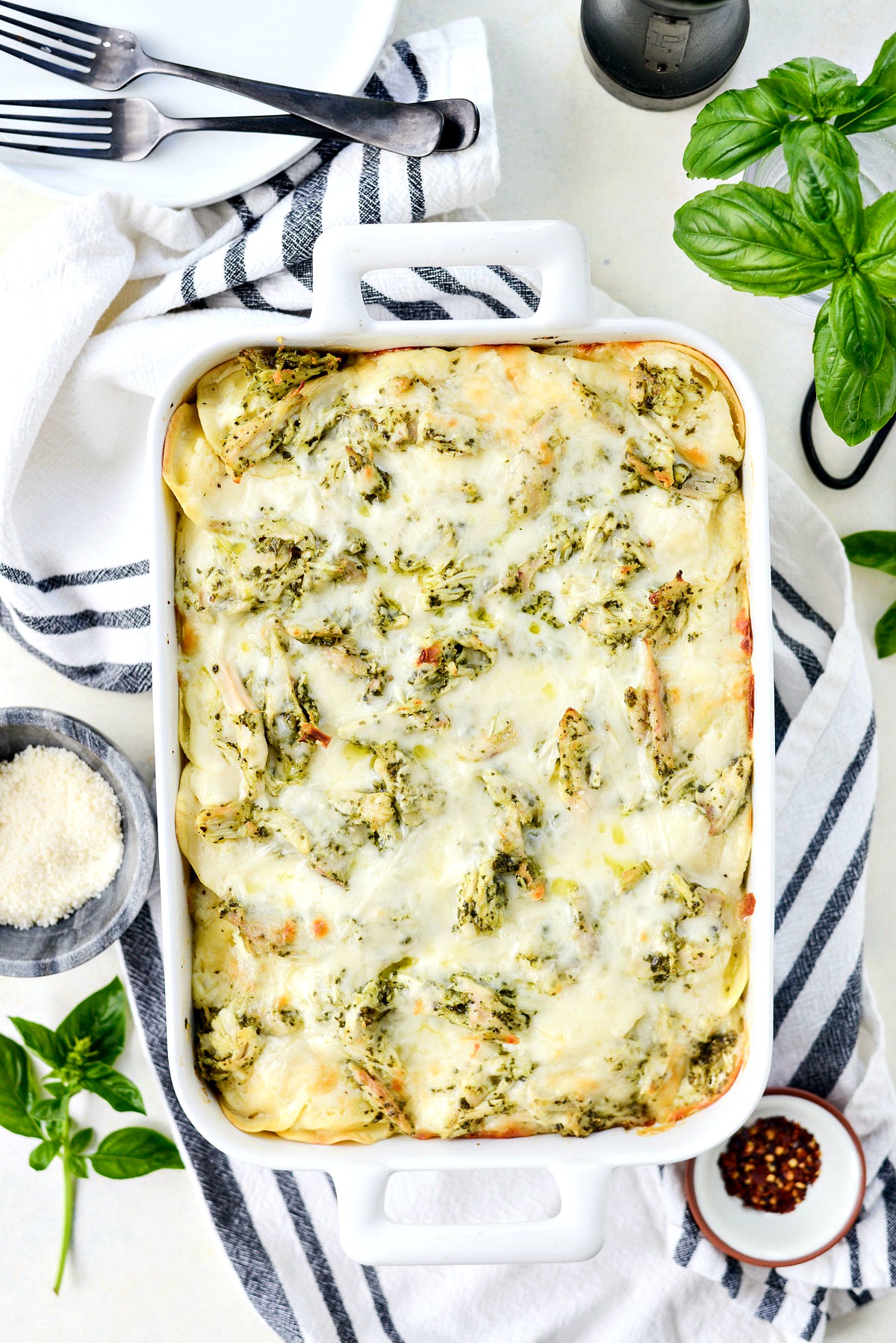 Pesto Chicken Ravioli Lasagna - Simply Scratch