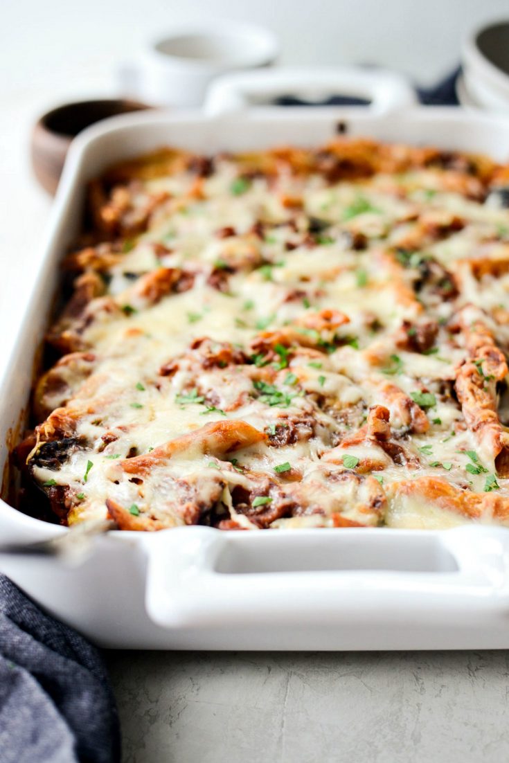 Three Cheese Vegetable Mostaccioli - Simply Scratch