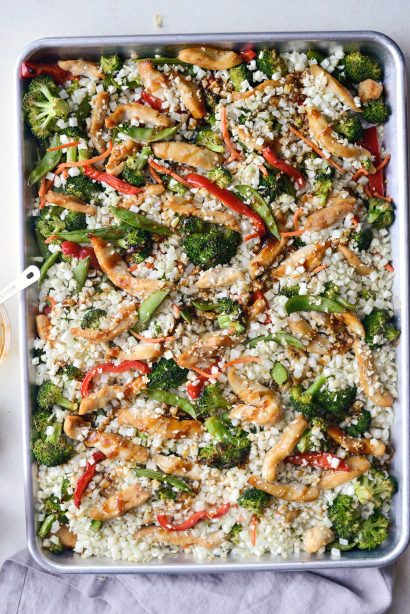 Sheet Pan Teriyaki Chicken and Cauliflower Rice - Simply Scratch