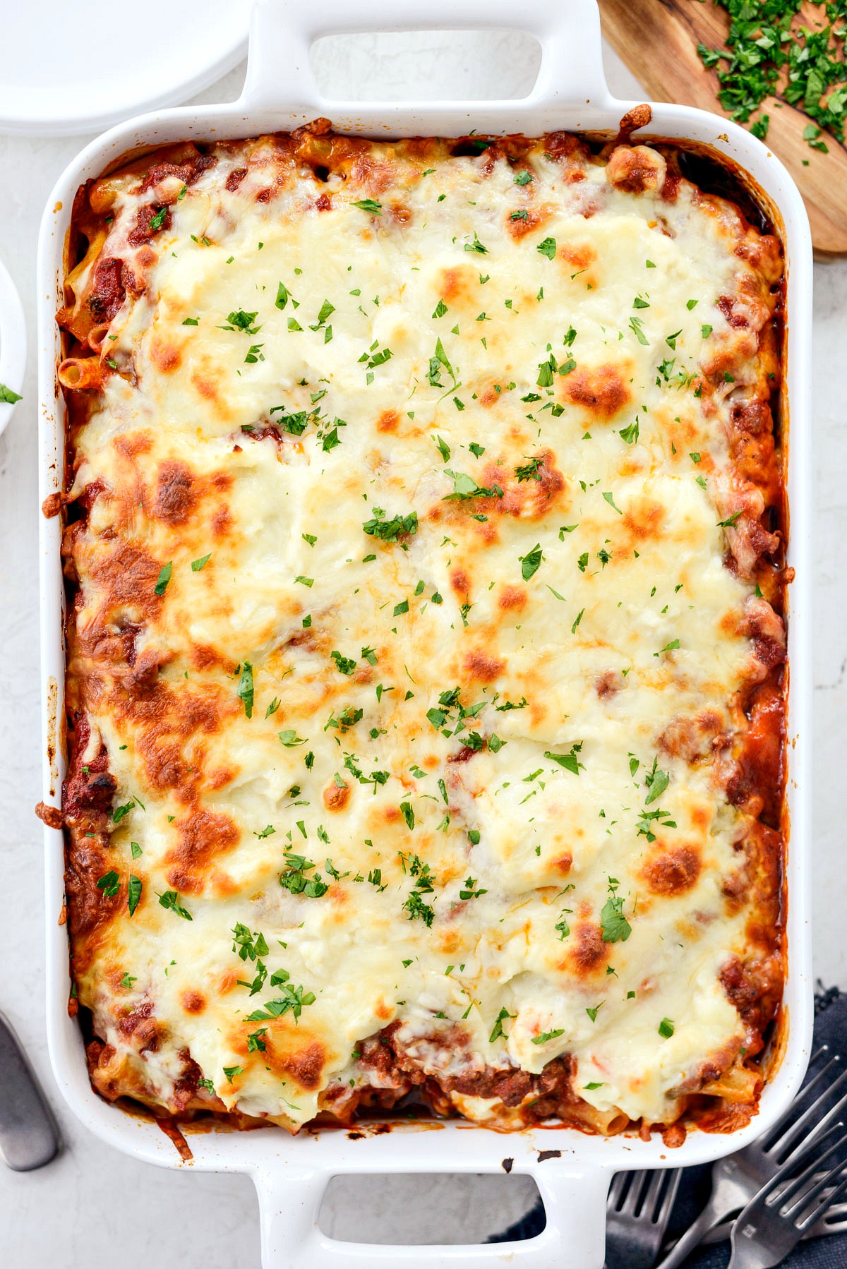 Spicy Italian Sausage Baked Ziti - Simply Scratch