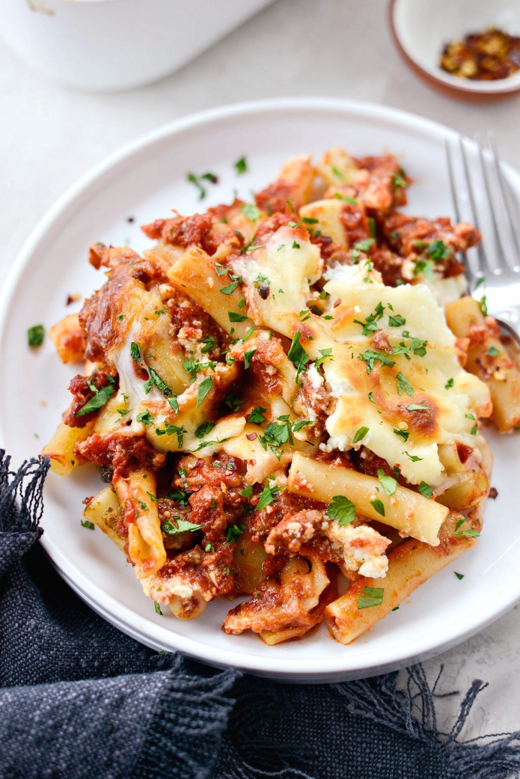Spicy Italian Sausage Baked Ziti - Simply Scratch