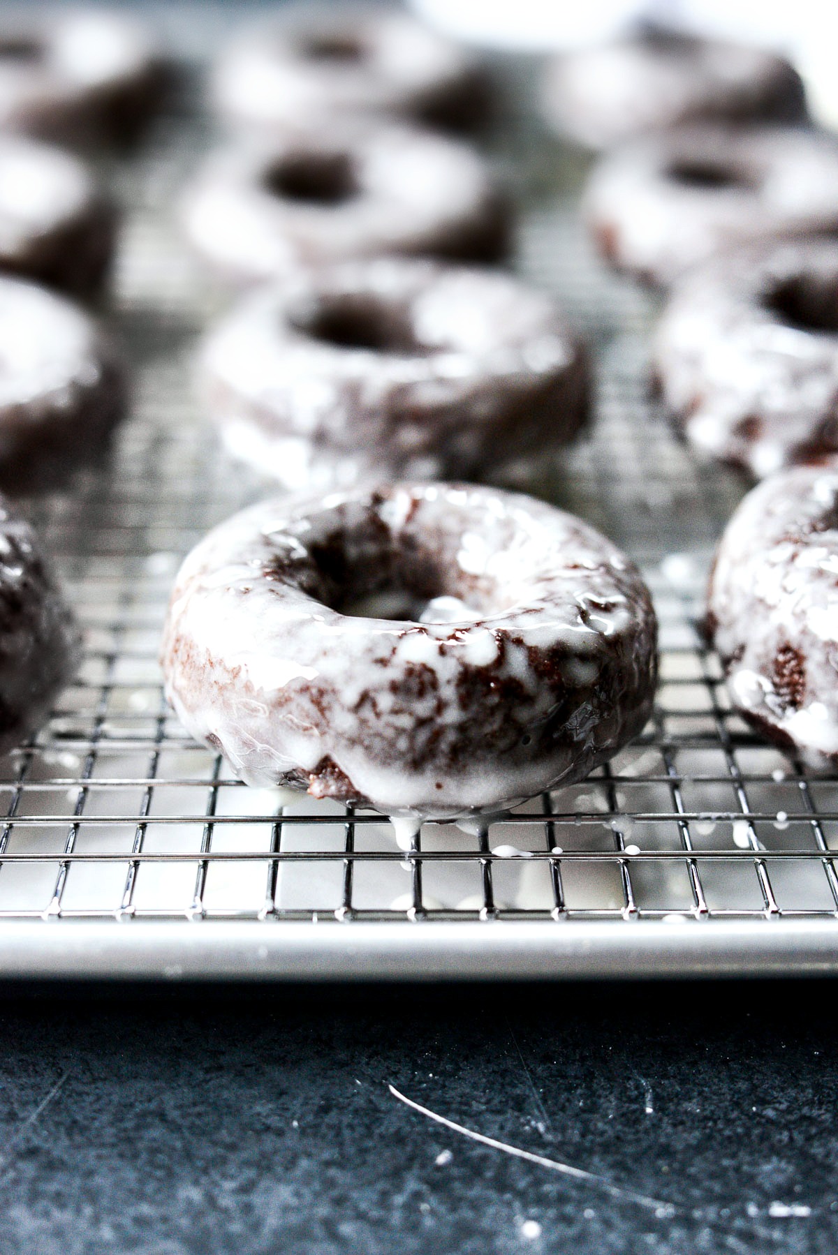 Glazed Chocolate Cake Doughnuts - Simply Scratch