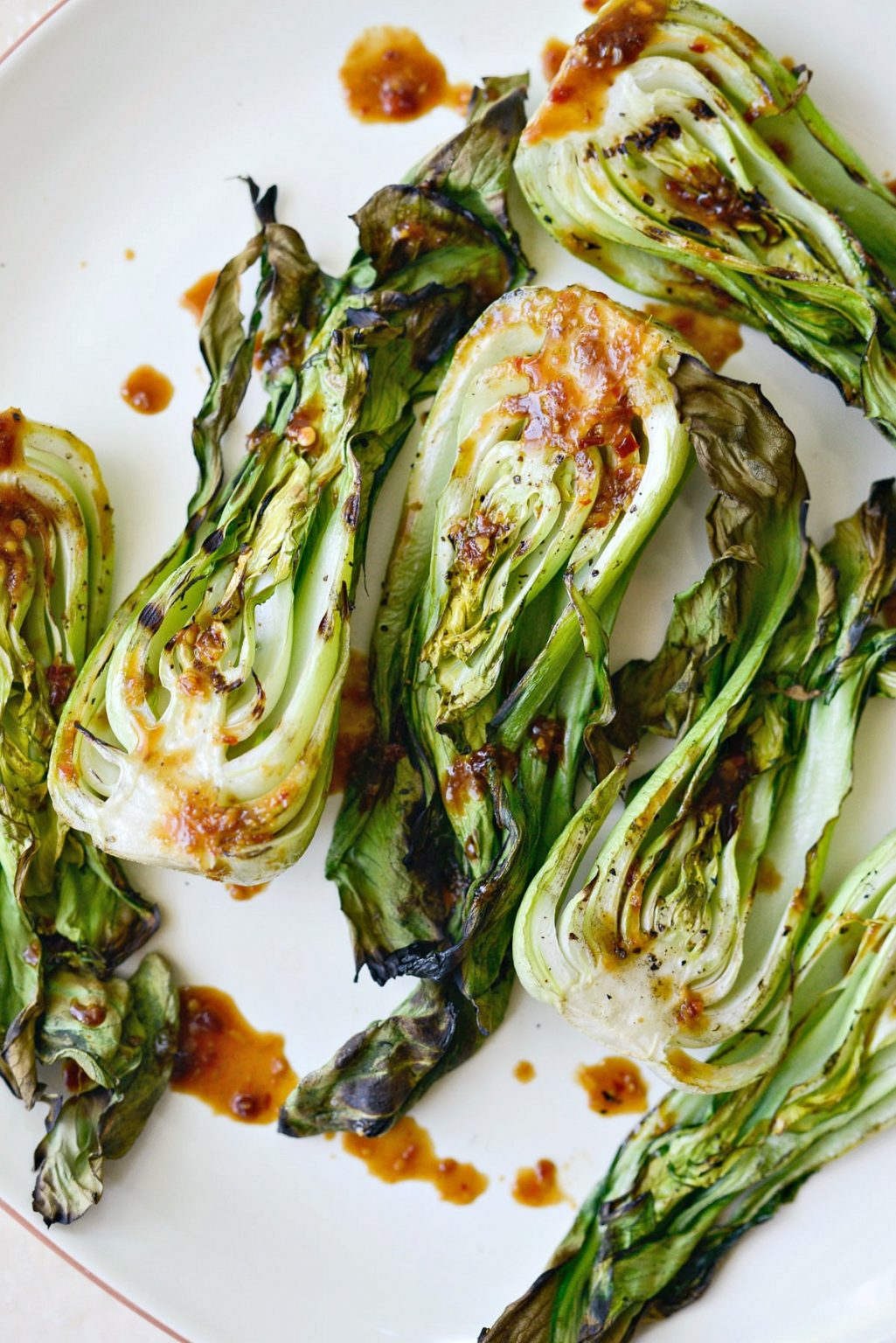 Grilled Baby Bok Choy with Ginger Chili Sauce - Simply Scratch