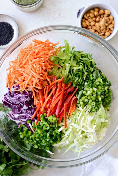 Asian Cabbage Slaw with Basil Ginger Dressing - Simply Scratch