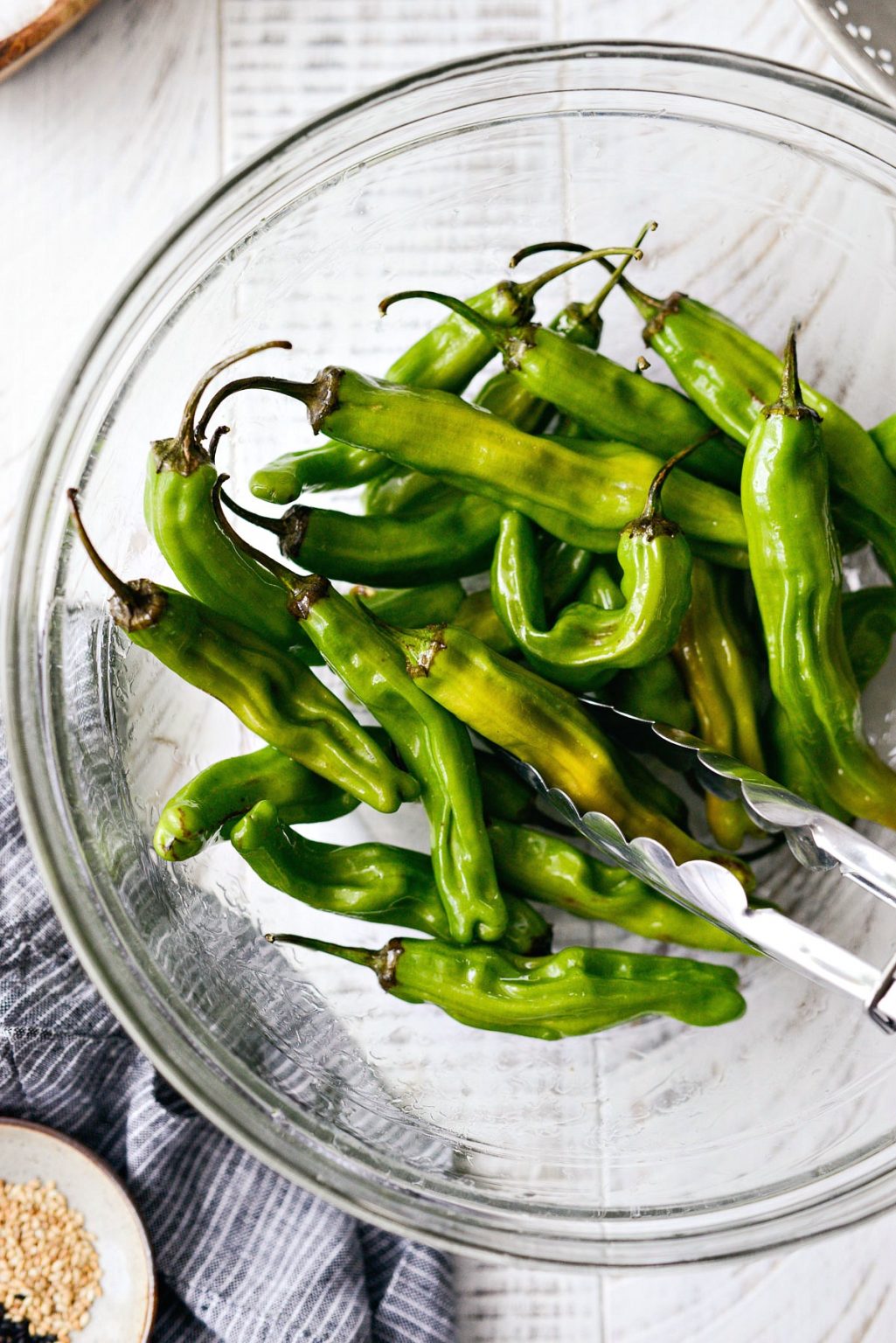 Blistered Sesame Shishito Peppers with Lemon Garlic Aioli - Simply Scratch