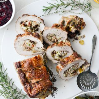 Bacon Pear and Blue Cheese Stuffed Pork Loin - Simply Scratch