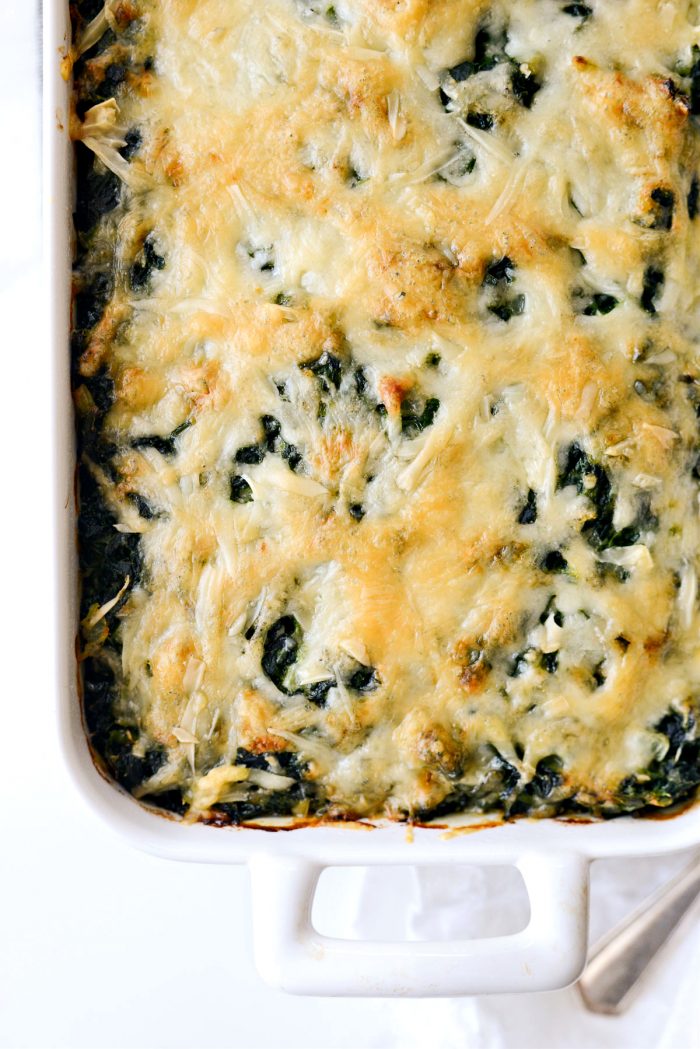 Spinach gratin straight out of the oven.