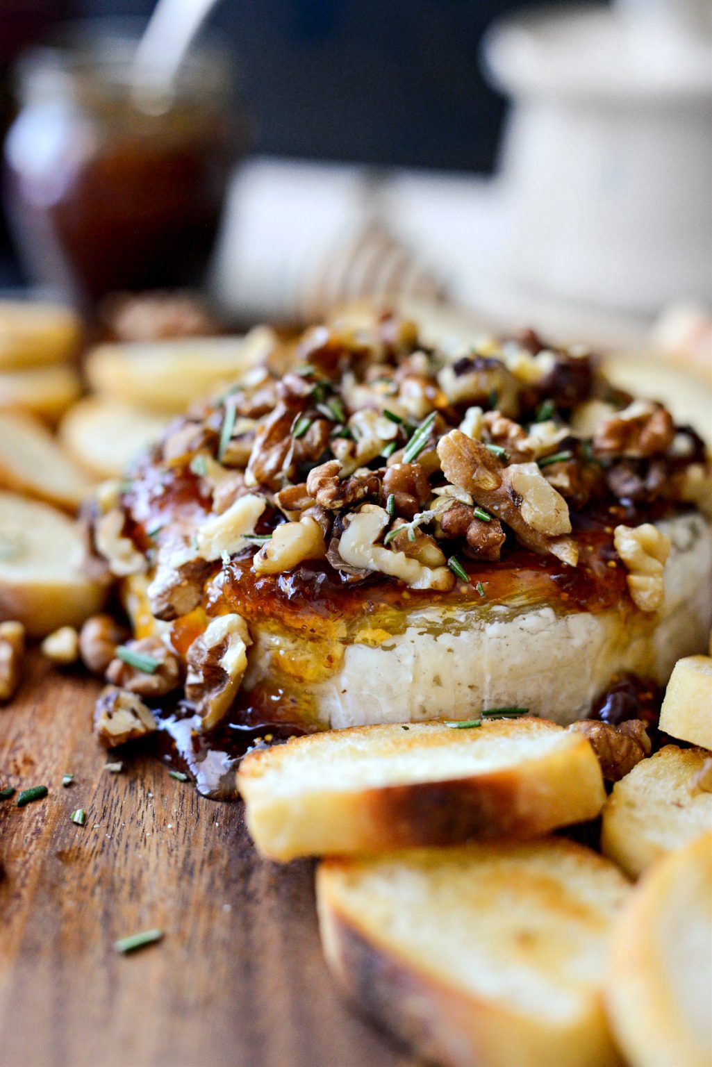 Honey Baked Brie with Fig Jam and Walnuts