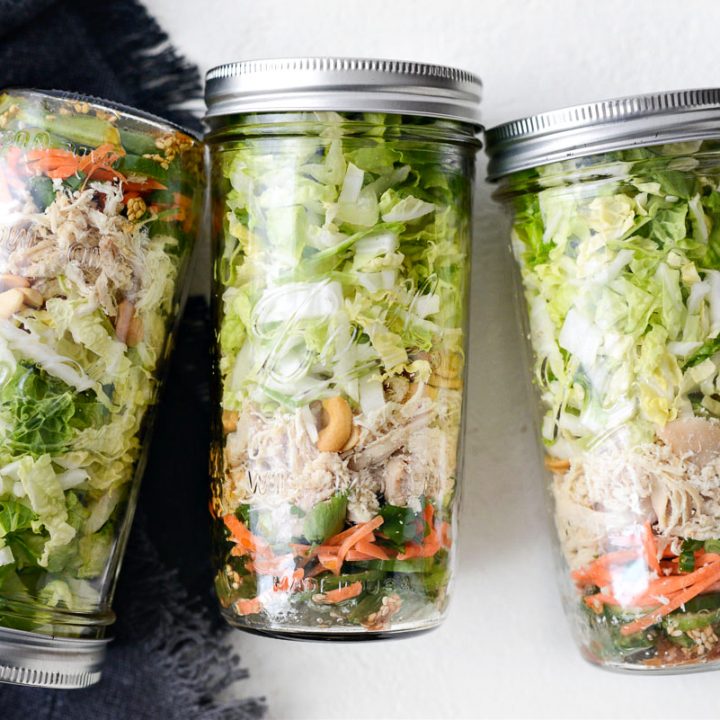 Asian Cashew Chicken Mason Jar Salad - Simply Scratch