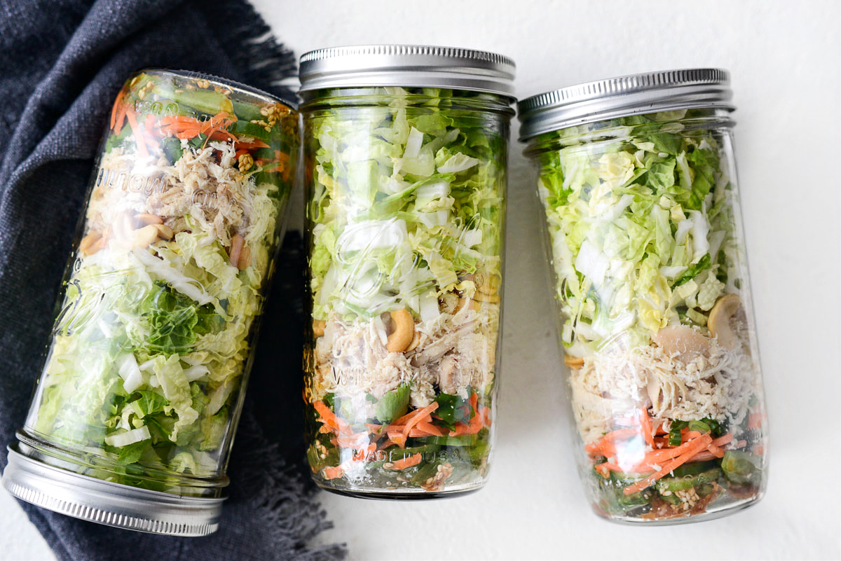 Asian Cashew Chicken Mason Jar Salad - Simply Scratch