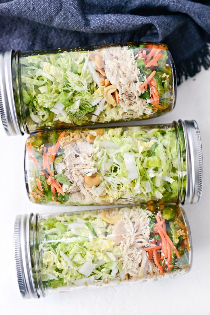 Asian Mason Jar Salad with Rice and Miso Dressing