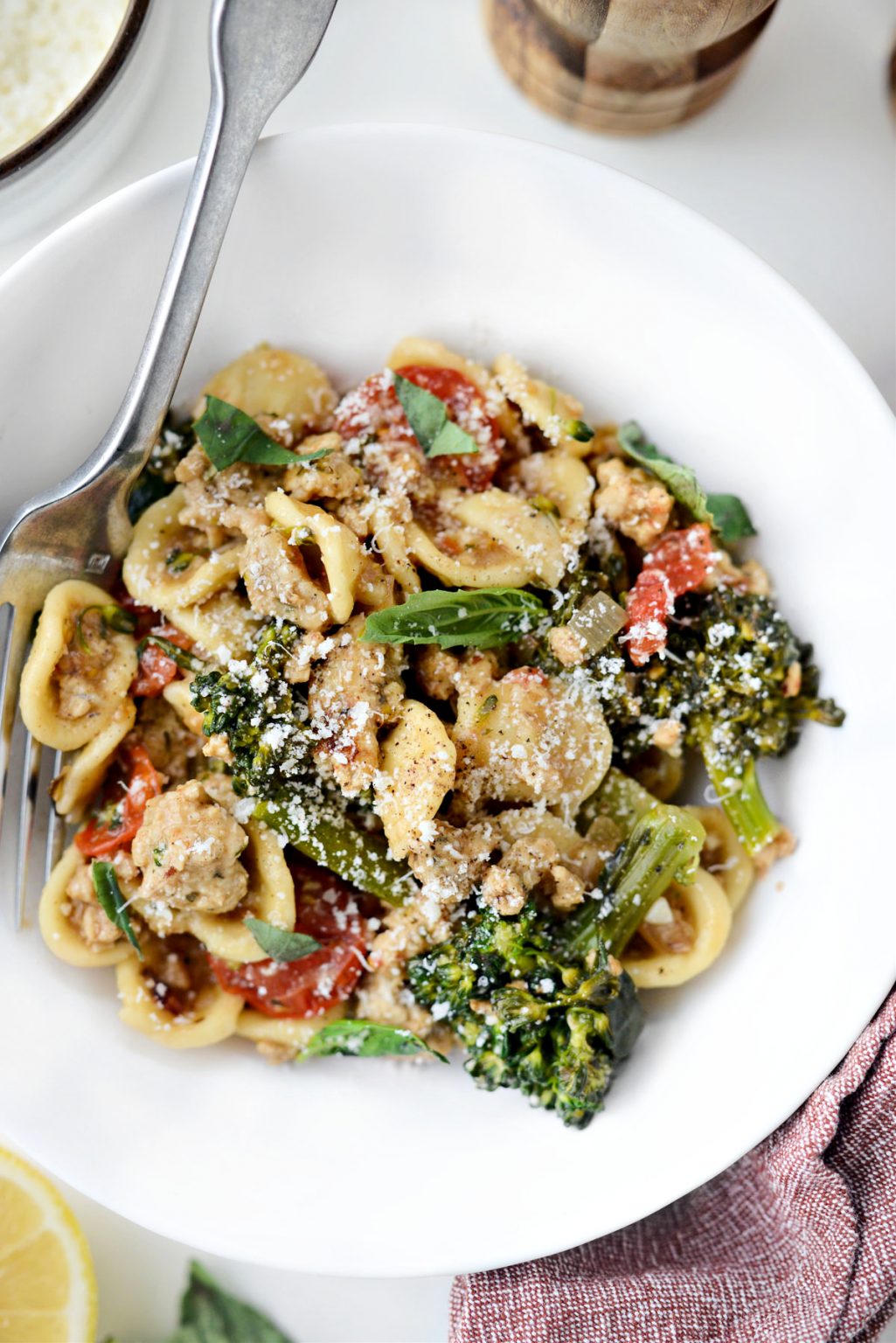 One Pan Lemony Orecchiette with Sausage and Broccolini - Simply Scratch