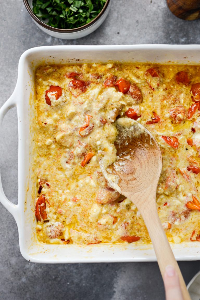 Baked Feta Pasta with Burst Cherry Tomatoes - Simply Scratch