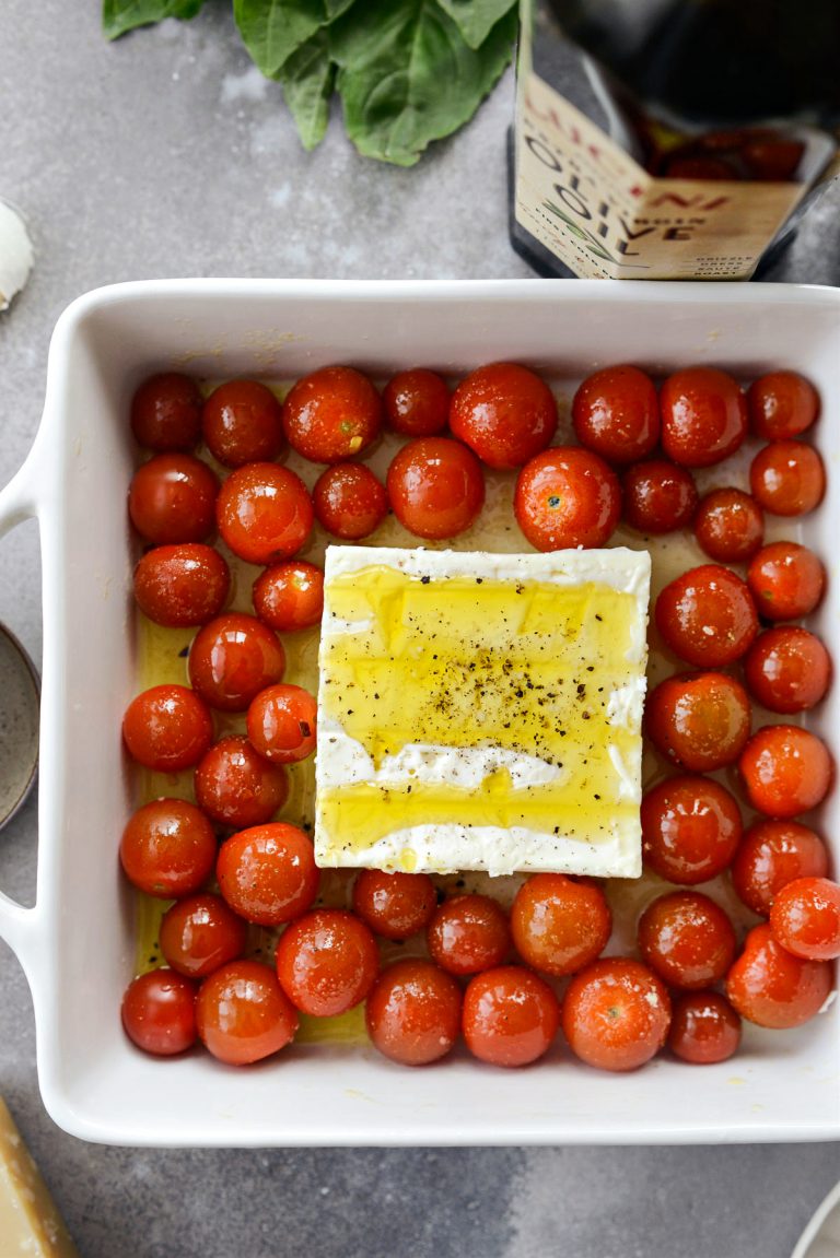 Baked Feta Pasta with Burst Cherry Tomatoes - Simply Scratch