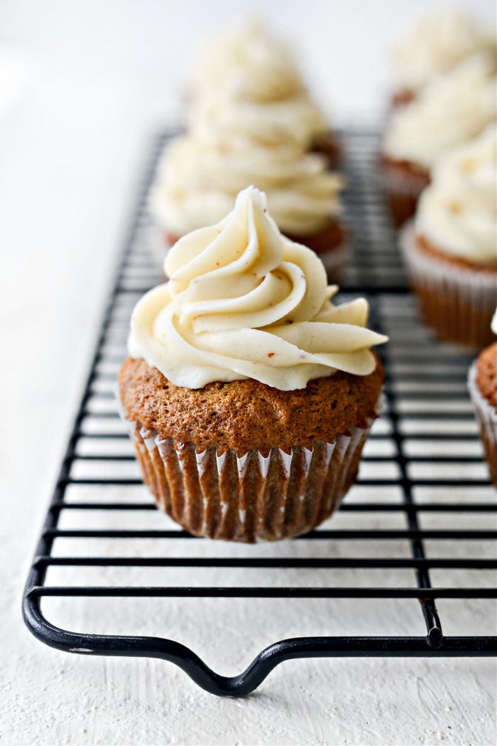 pipe or use a spatula to frost Carrot Cake Cupcakes