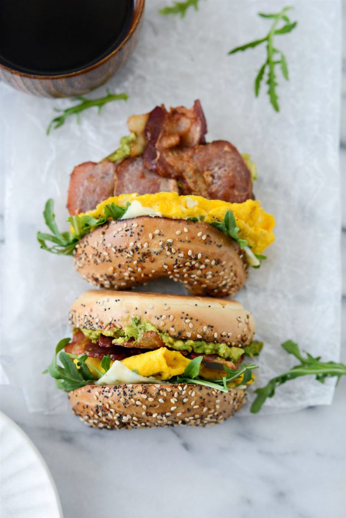 tipped over Everything Bagel Breakfast Sandwich