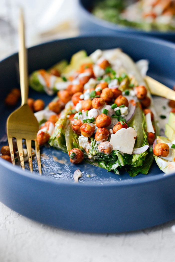 Air Fryer Buffalo Chickpea Caesar Salad