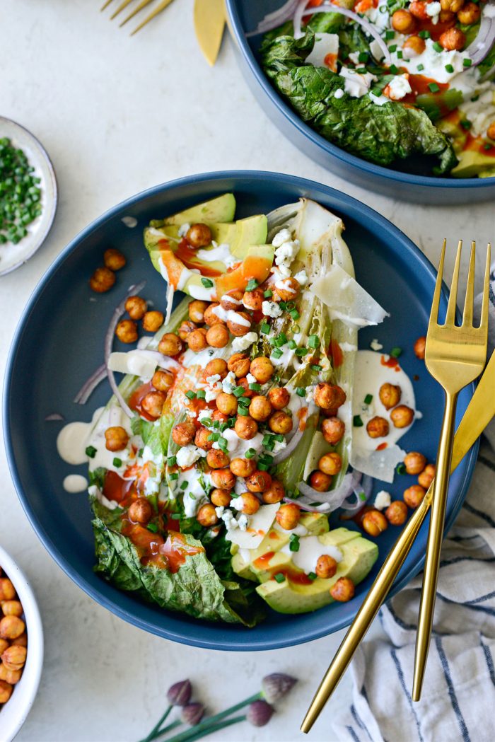 Air Fryer Buffalo Chickpea Caesar Salad