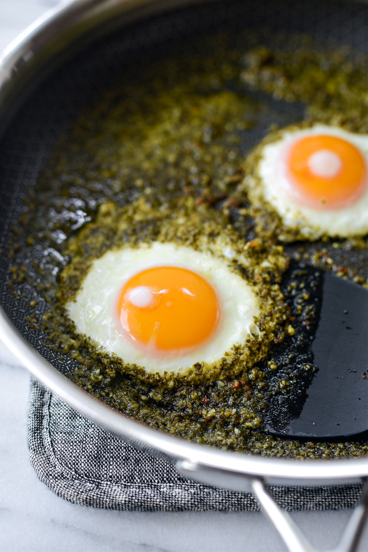 Pesto Fried Eggs Simply Scratch