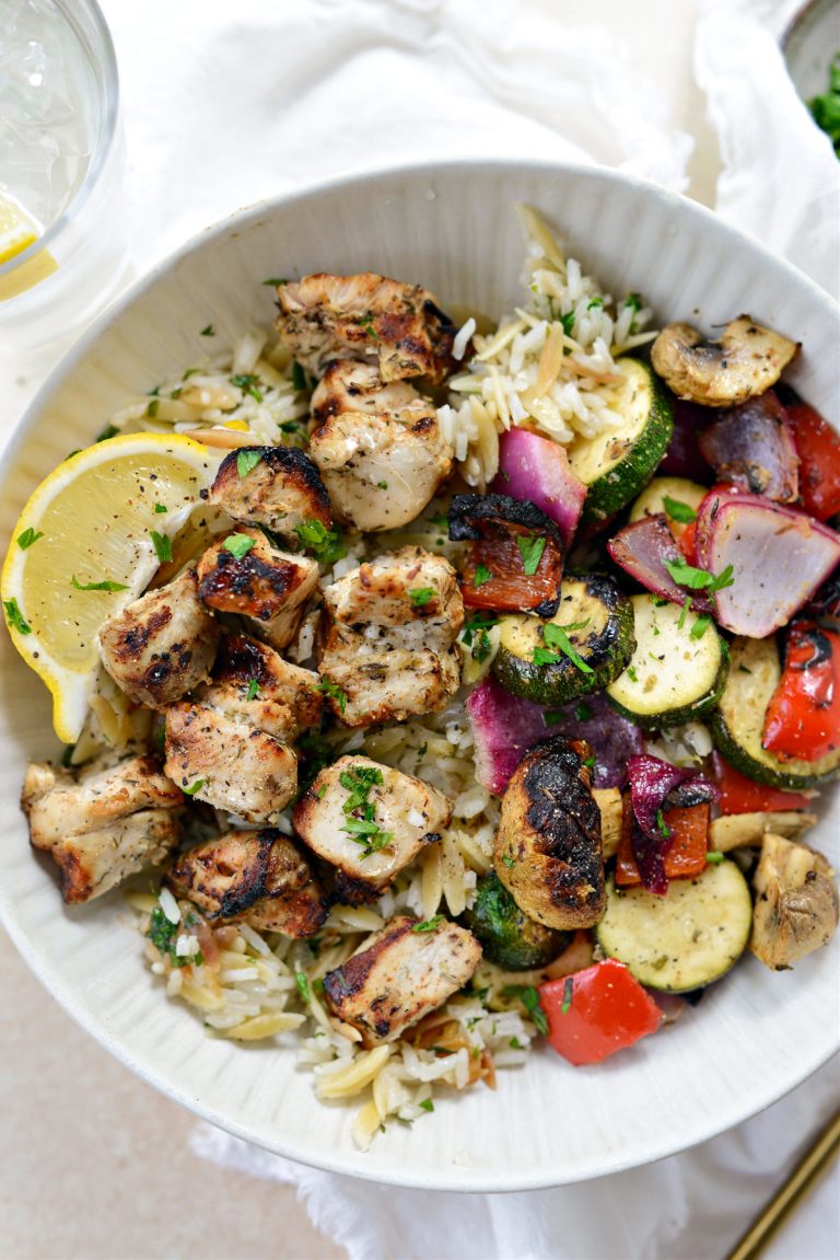 Chicken Souvlaki with Grilled Vegetables - Simply Scratch