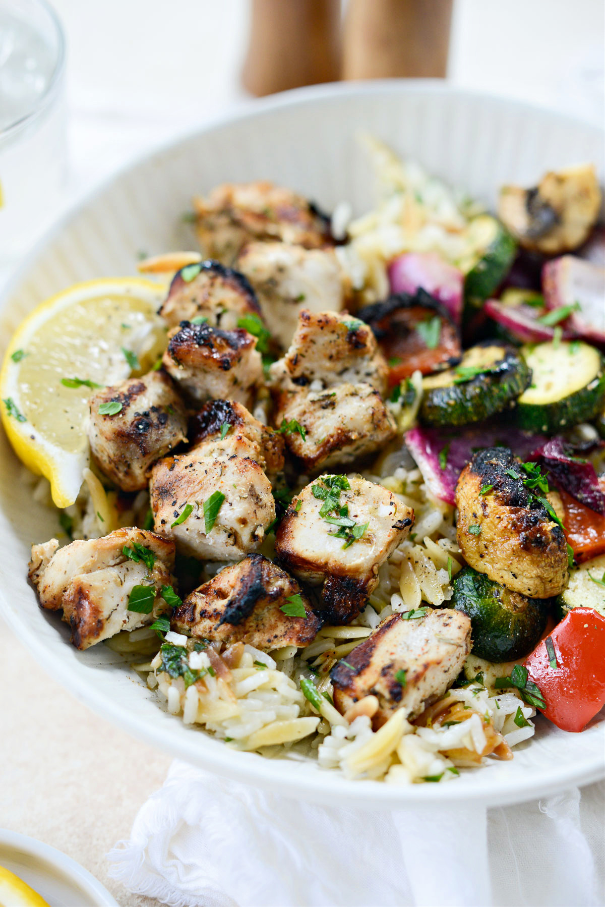 Chicken Souvlaki with Grilled Vegetables - Simply Scratch