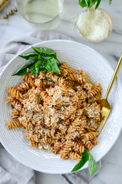 Sun-dried Tomato Toasted Walnut Pesto Pasta - Simply Scratch