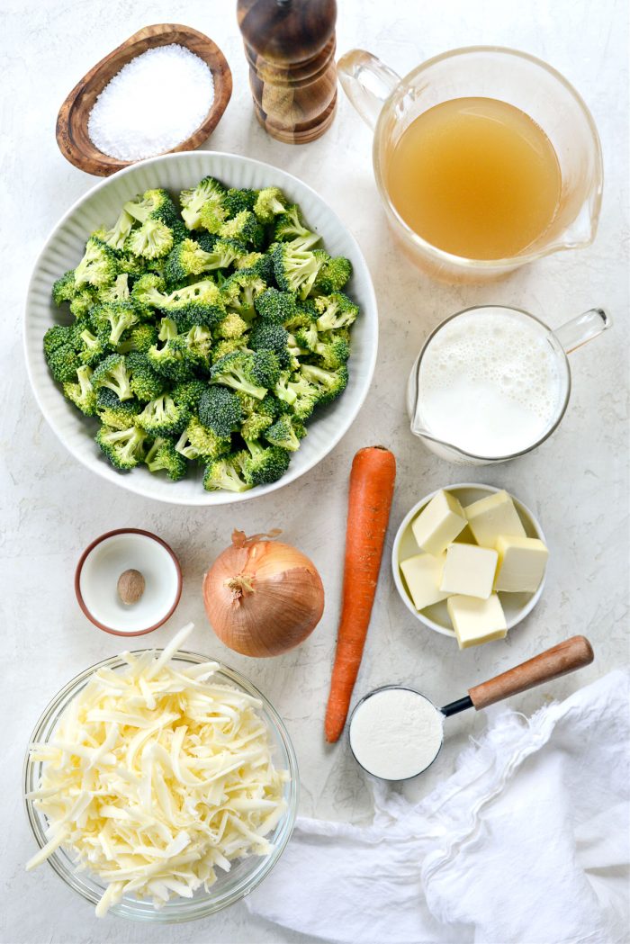 ingredients for Simple Broccoli Cheddar Soup Recipe