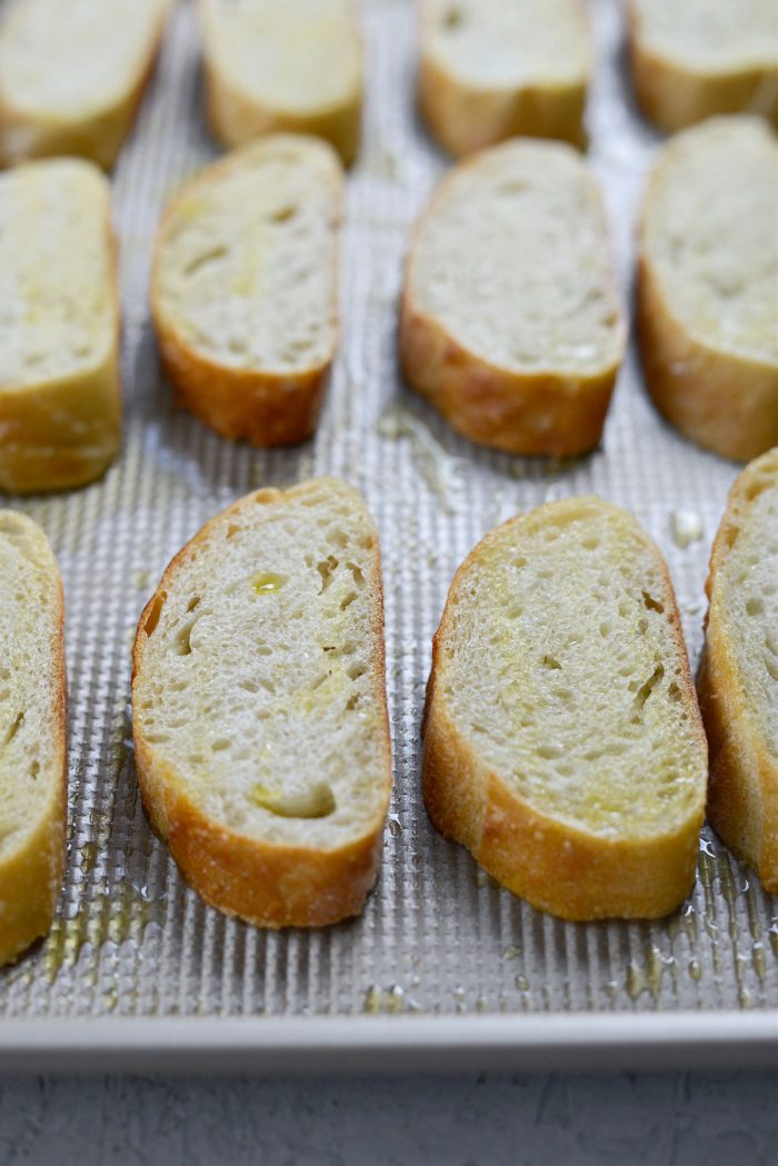 french baguette slices before toasted