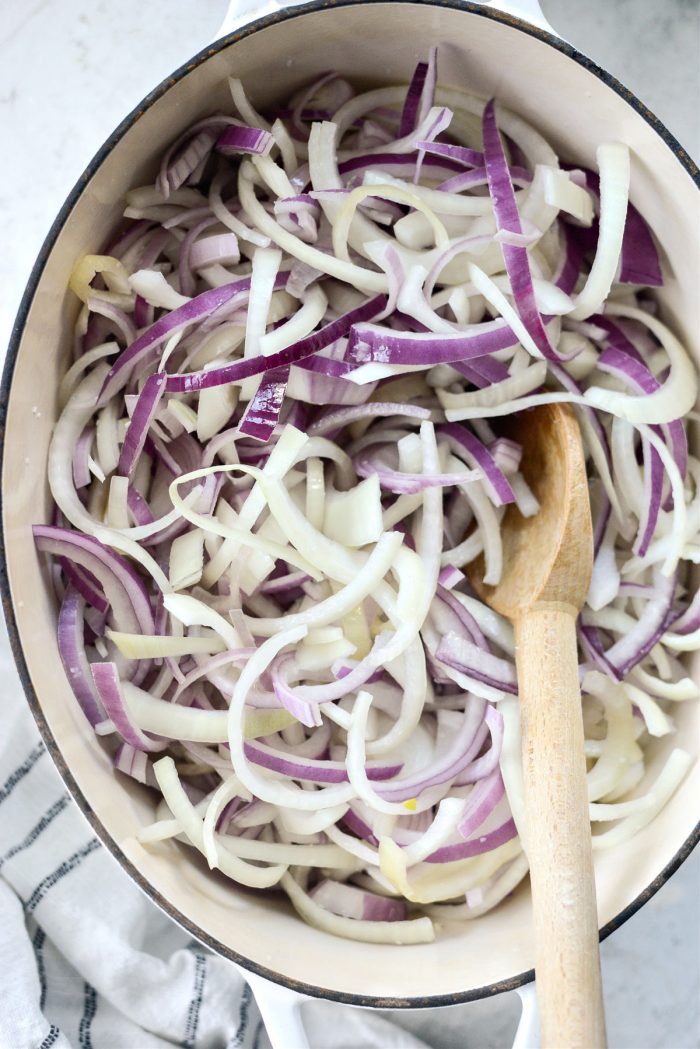 onions tossed in butter in dutch oven