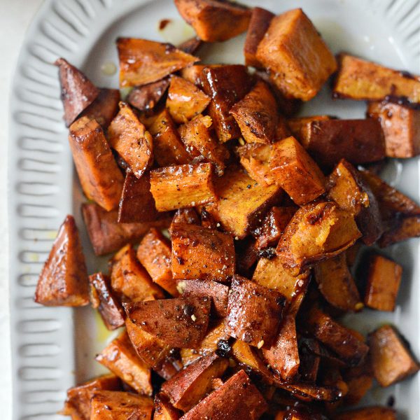 Cinnamon Roasted Hot Honey Sweet Potatoes - Simply Scratch