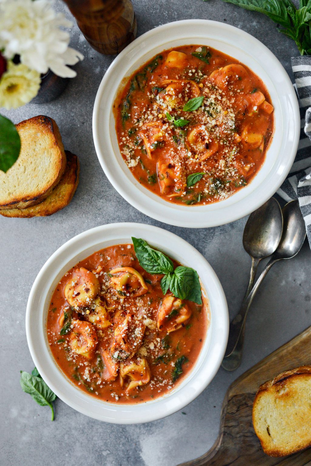 Creamy Tomato Parmesan Tortellini Soup - Simply Scratch