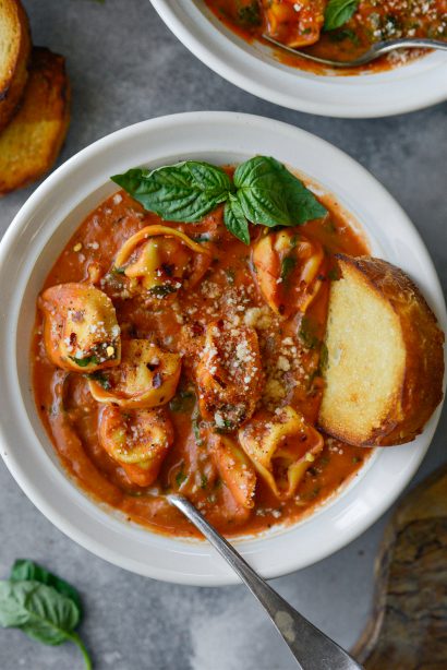 Creamy Tomato Parmesan Tortellini Soup - Simply Scratch