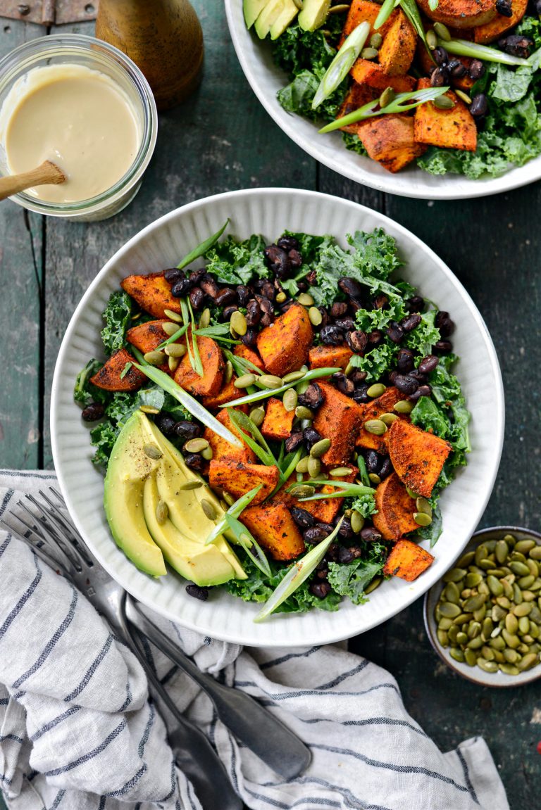 Roasted Sweet Potato Black Bean Kale Salad - Simply Scratch