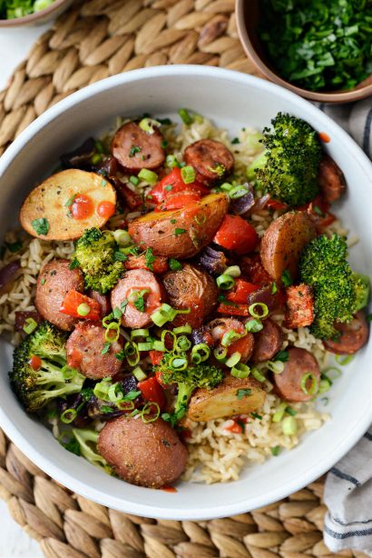 Sheet Pan Andouille Sausage and Vegetables - Simply Scratch