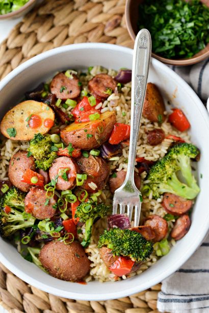 Sheet Pan Andouille Sausage and Vegetables - Simply Scratch