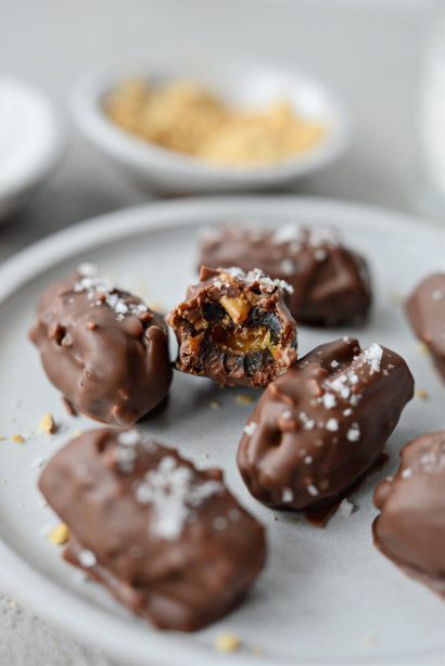 Salted Snickers Stuffed Dates - Simply Scratch