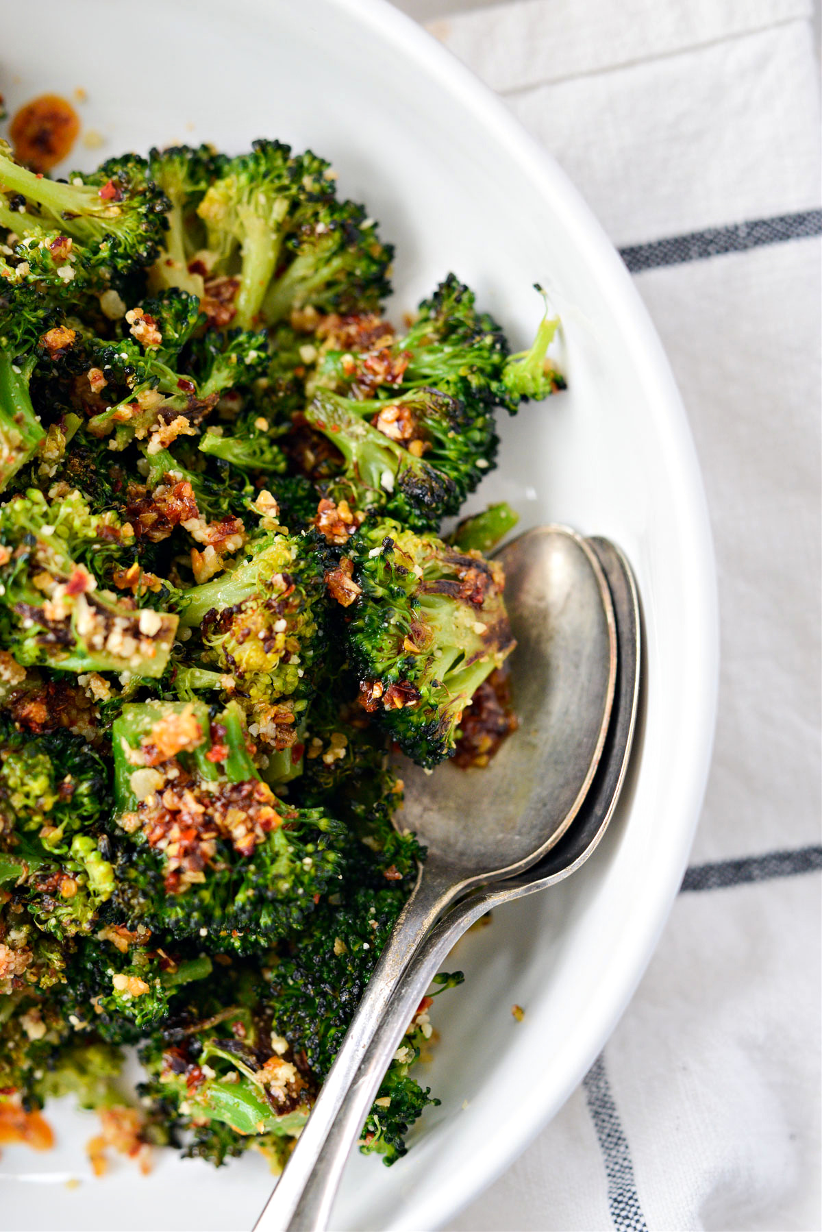 Roasted Broccoli With Chili Garlic Oil And Parmesan - Simply Scratch