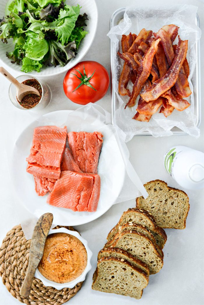 Ingredients for Smoky Chipotle Salmon BLT