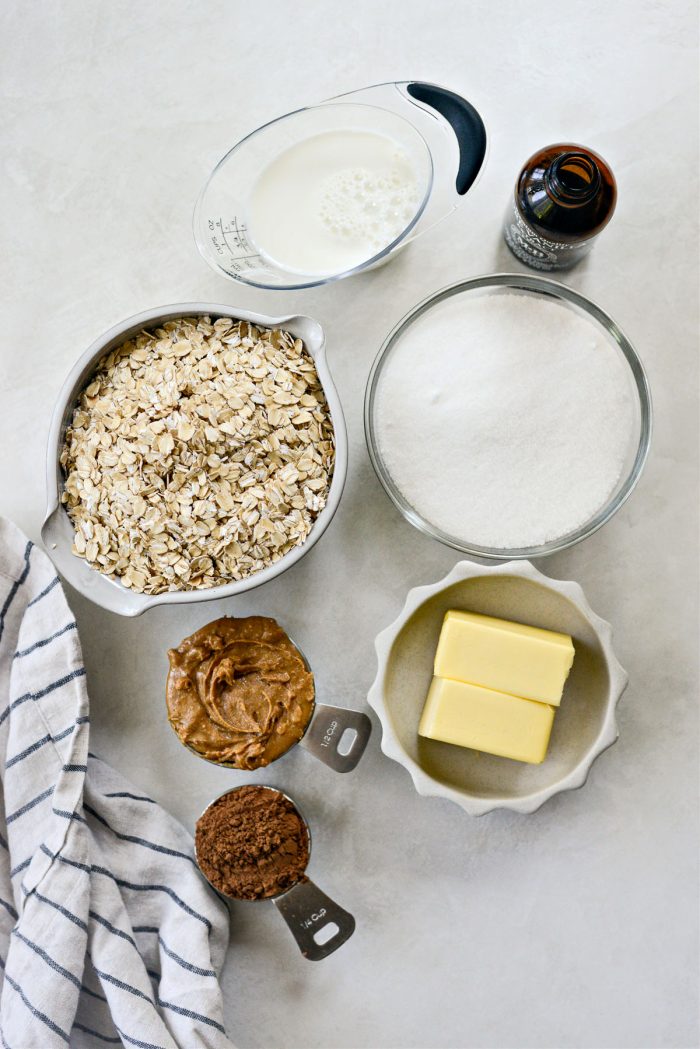 No-Bake Chocolate Oatmeal Cookies ingredients