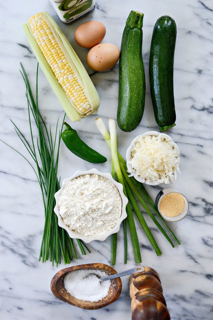 ingredients for Zucchini Corn Fritters