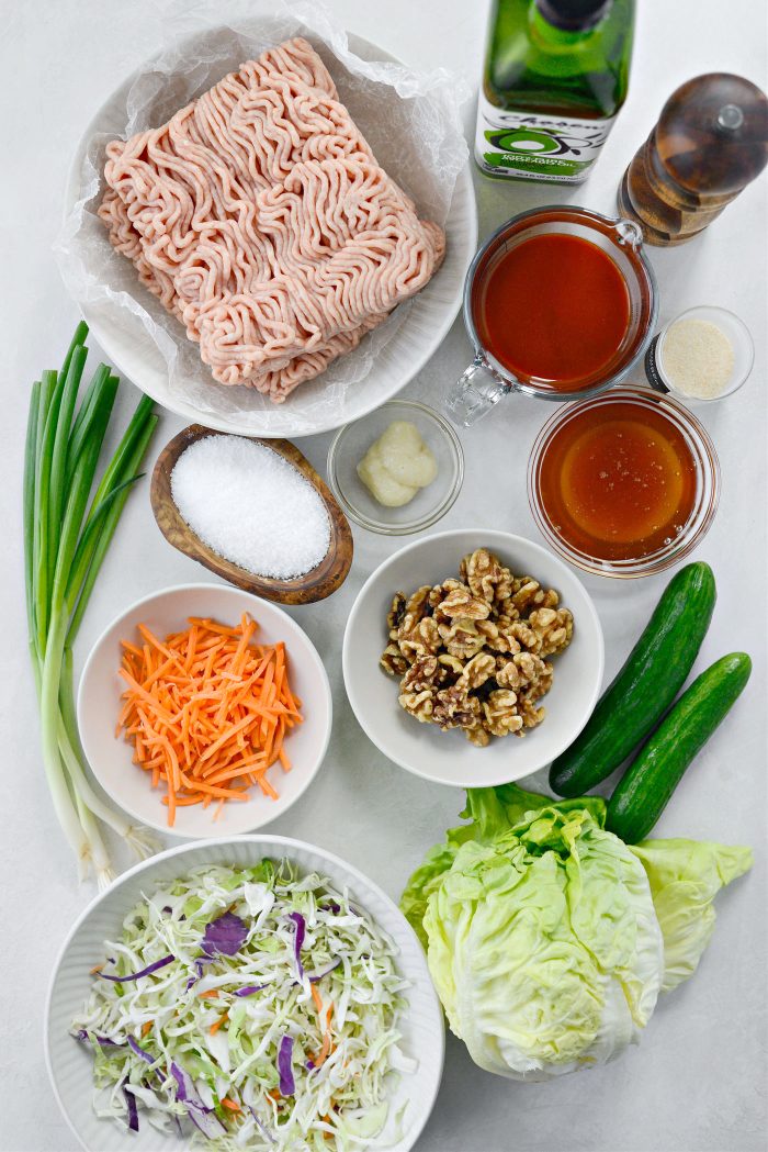 Ingredients for Hot Honey Chicken Lettuce Wraps