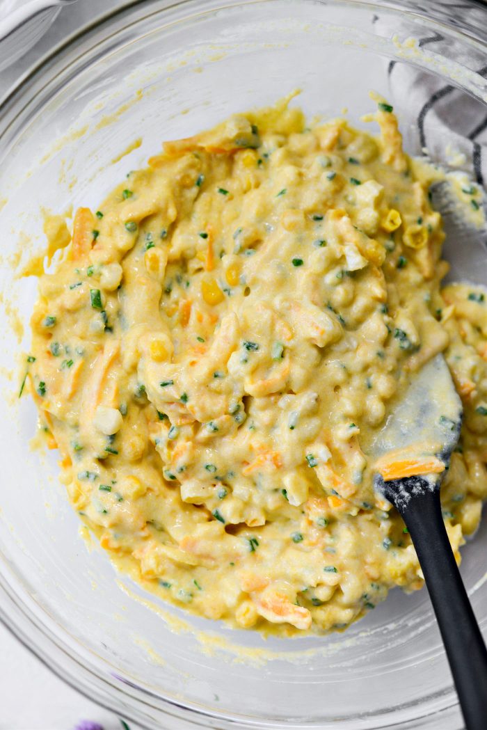 cheddar and chive corn muffin batter