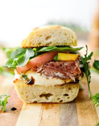 Peach Prosciutto and Burrata Sandwich