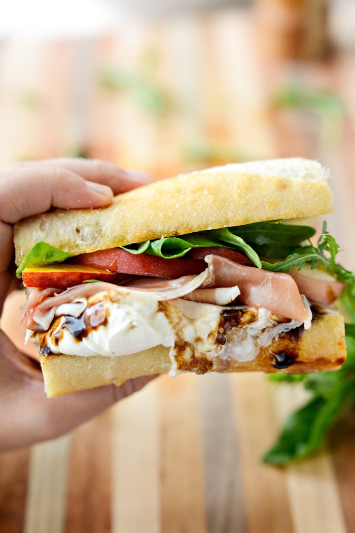 Peach Prosciutto and Burrata Sandwich