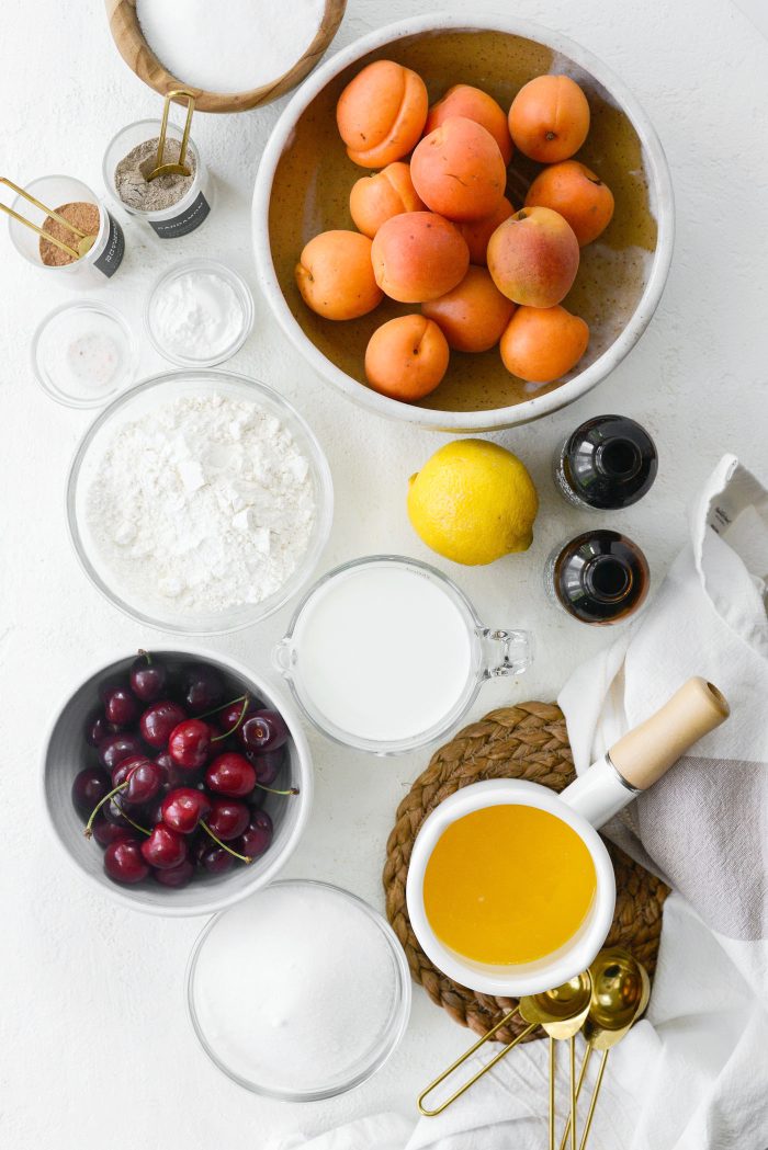 ingredients for Apricot Cherry Cobbler