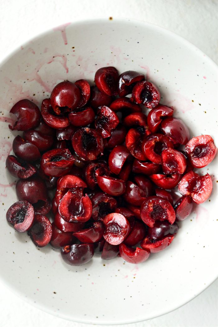 prepped cherries in bowl