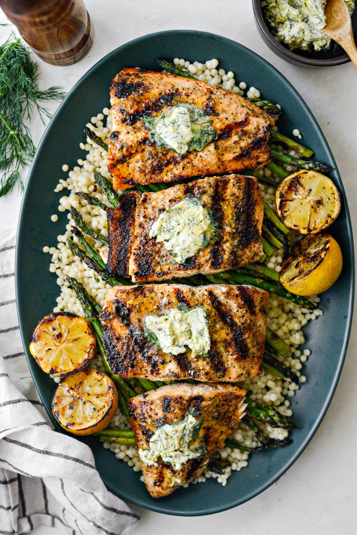 Grilled Salmon with Lemon Dill Butter