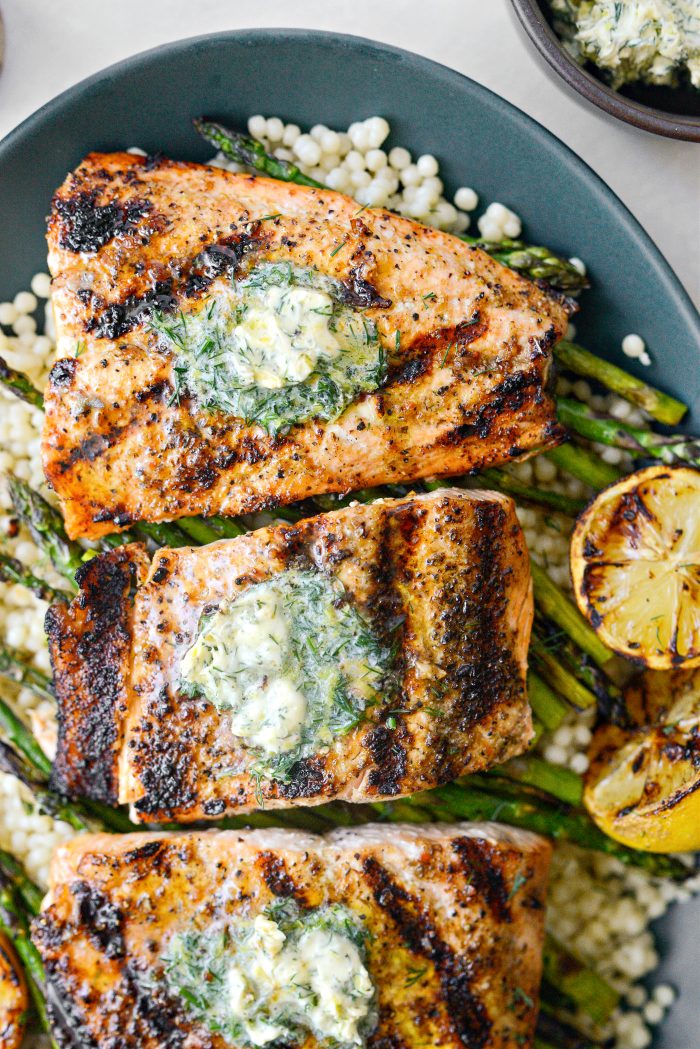 Grilled Salmon with Lemon Dill Butter